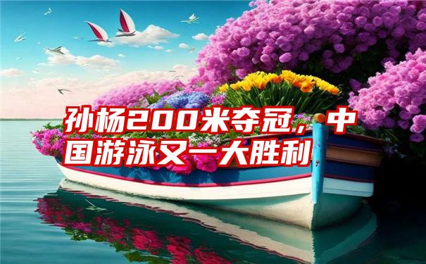 孙杨200米夺冠,中国游泳又一大胜利