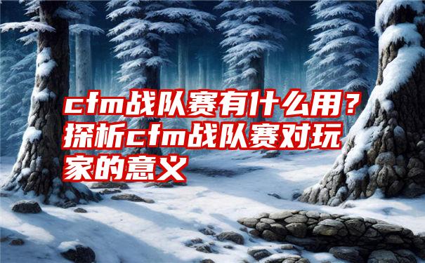 cfm战队赛有什么用？探析cfm战队赛对玩家的意义