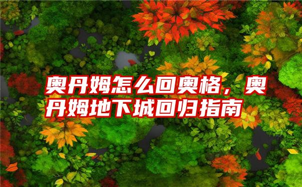 奥丹姆怎么回奥格,奥丹姆地下城回归指南