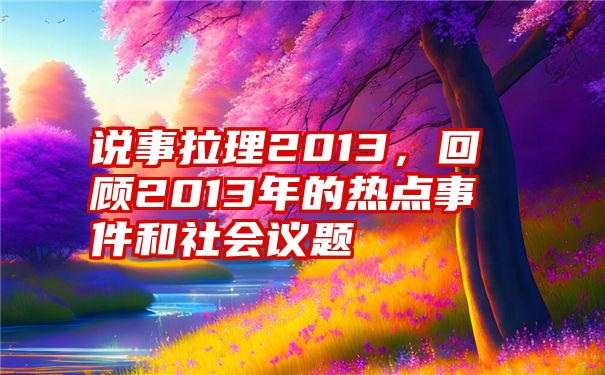 说事拉理2013，回顾2013年的热点事件和社会议题