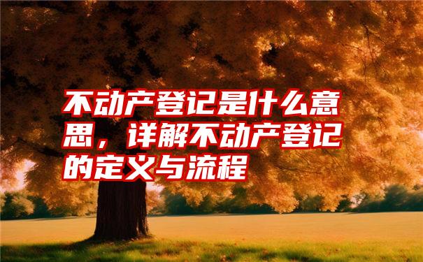 不动产登记是什么意思，详解不动产登记的定义与流程