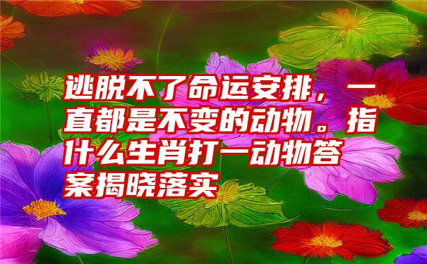 逃脱不了命运安排，一直都是不变的动物。指什么生肖打一动物答案揭晓落实