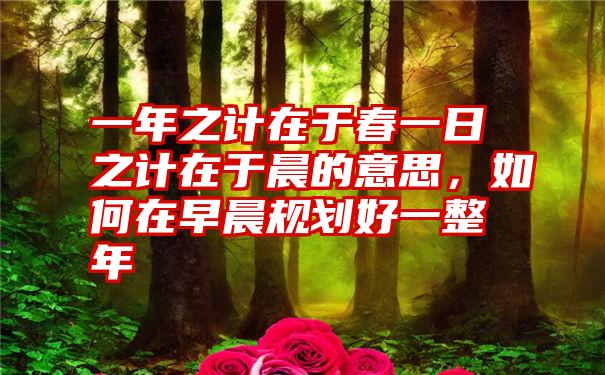 一年之计在于春一日之计在于晨的意思，如何在早晨规划好一整年