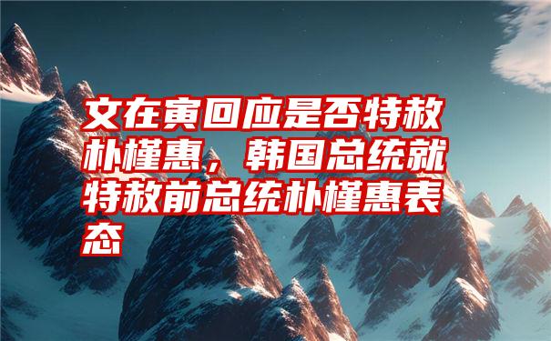 文在寅回应是否特赦朴槿惠,韩国总统就特赦前总统朴槿惠表态