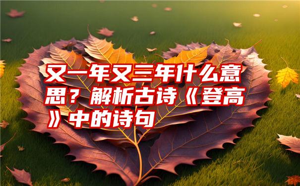 又一年又三年什么意思？解析古诗《登高》中的诗句