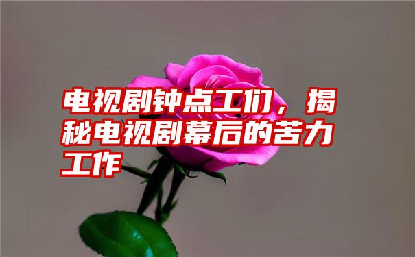 电视剧钟点工们，揭秘电视剧幕后的苦力工作