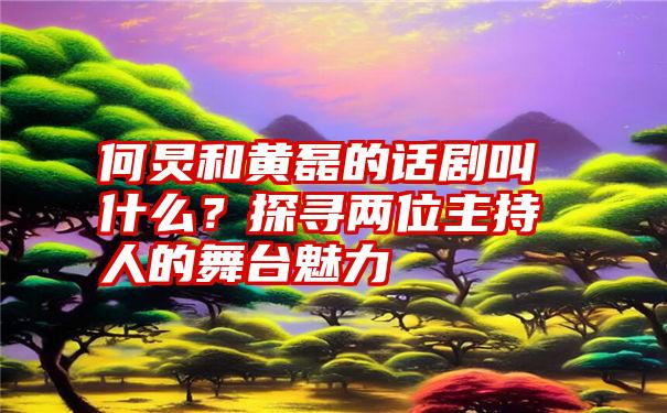 何炅和黄磊的话剧叫什么？探寻两位主持人的舞台魅力