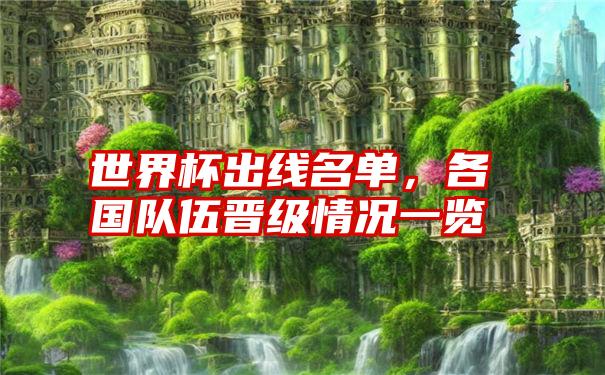 世界杯出线名单，各国队伍晋级情况一览