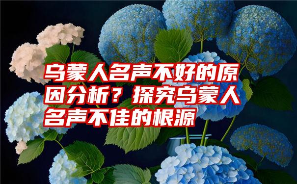 乌蒙人名声不好的原因分析？探究乌蒙人名声不佳的根源