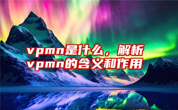 vpmn是什么，解析vpmn的含义和作用