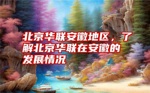 北京华联安徽地区,了解北京华联在安徽的发展情况