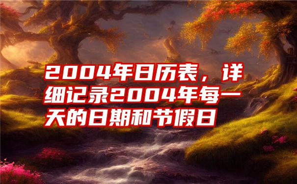 2004年日历表，详细记录2004年每一天的日期和节假日