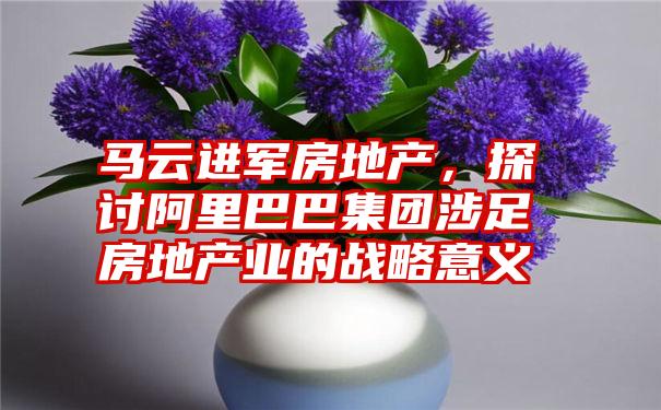 马云进军房地产,探讨阿里巴巴集团涉足房地产业的战略意义