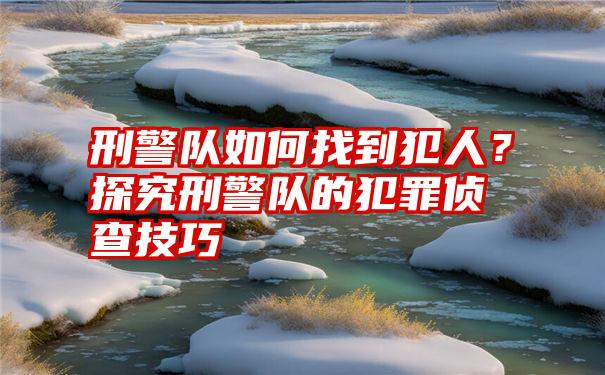 刑警队如何找到犯人？探究刑警队的犯罪侦查技巧