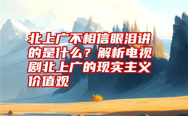 北上广不相信眼泪讲的是什么？解析电视剧北上广的现实主义价值观