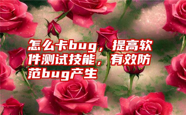 怎么卡bug，提高软件测试技能，有效防范bug产生