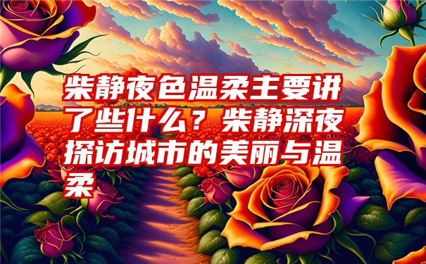 柴静夜色温柔主要讲了些什么？柴静深夜探访城市的美丽与温柔