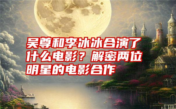 吴尊和李冰冰合演了什么电影？解密两位明星的电影合作