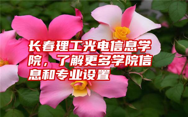 长春理工光电信息学院,了解更多学院信息和专业设置