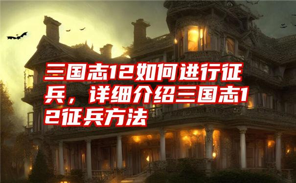 三国志12如何进行征兵，详细介绍三国志12征兵方法