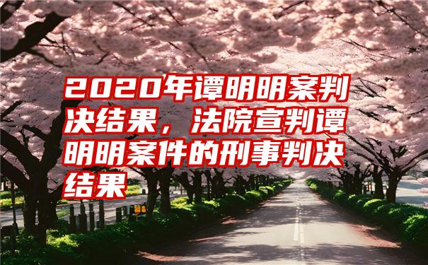 2020年谭明明案判决结果，法院宣判谭明明案件的刑事判决结果