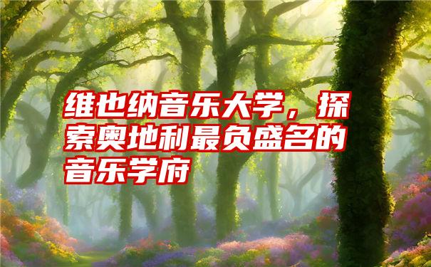 维也纳音乐大学，探索奥地利最负盛名的音乐学府