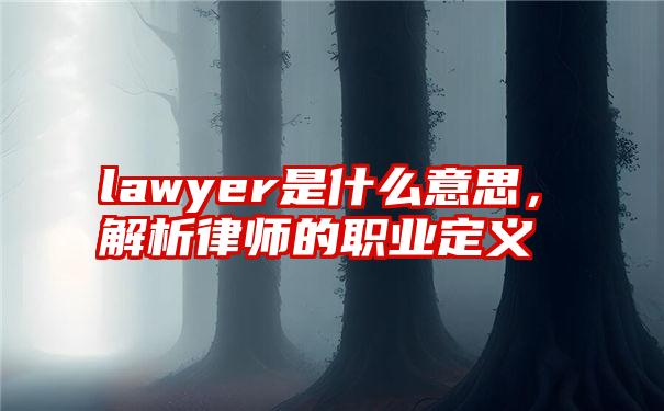 lawyer是什么意思，解析律师的职业定义