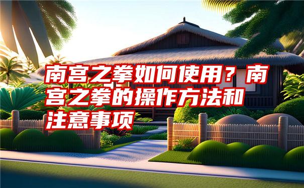 南宫之拳如何使用？南宫之拳的操作方法和注意事项