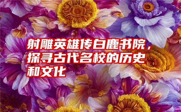 射雕英雄传白鹿书院，探寻古代名校的历史和文化