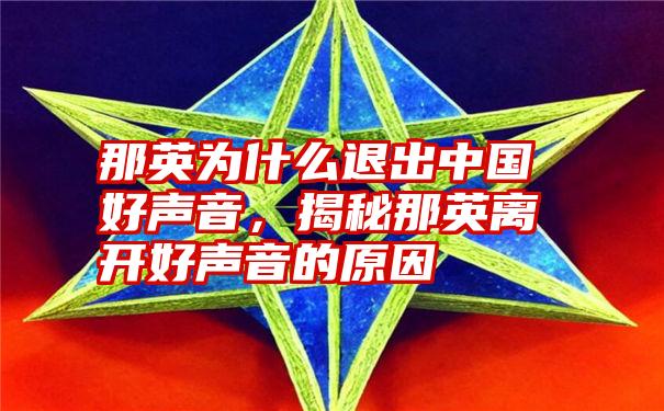 那英为什么退出中国好声音,揭秘那英离开好声音的原因