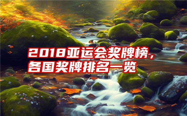 2018亚运会奖牌榜，各国奖牌排名一览