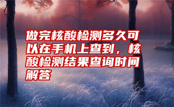 做完核酸检测多久可以在手机上查到，核酸检测结果查询时间解答