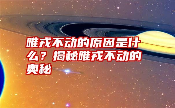 唯戎不动的原因是什么？揭秘唯戎不动的奥秘