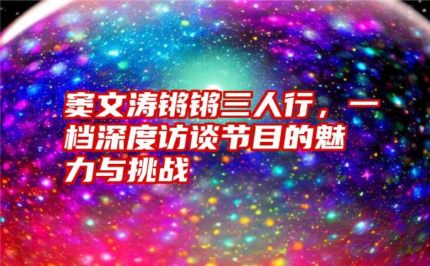 窦文涛锵锵三人行，一档深度访谈节目的魅力与挑战