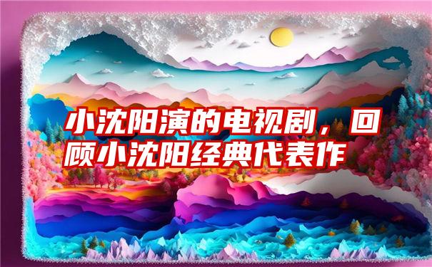 小沈阳演的电视剧，回顾小沈阳经典代表作