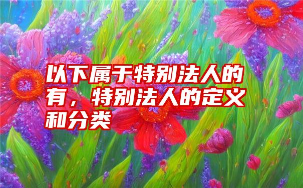 以下属于特别法人的有,特别法人的定义和分类