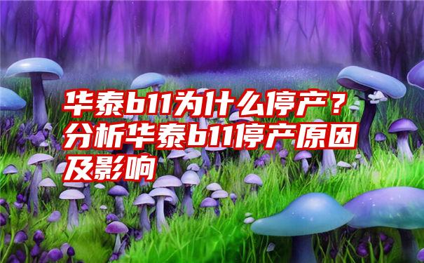 华泰b11为什么停产？分析华泰b11停产原因及影响