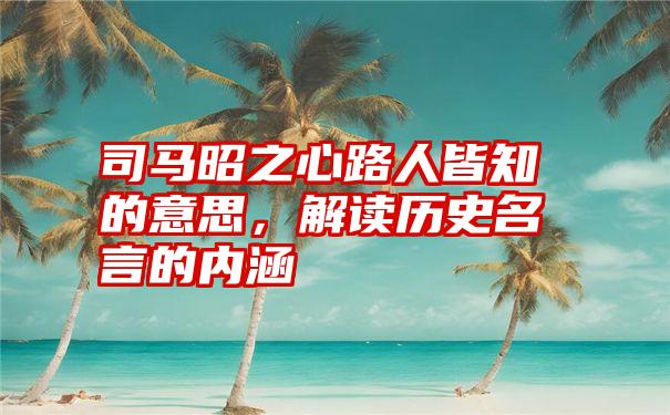 司马昭之心路人皆知的意思,解读历史名言的内涵