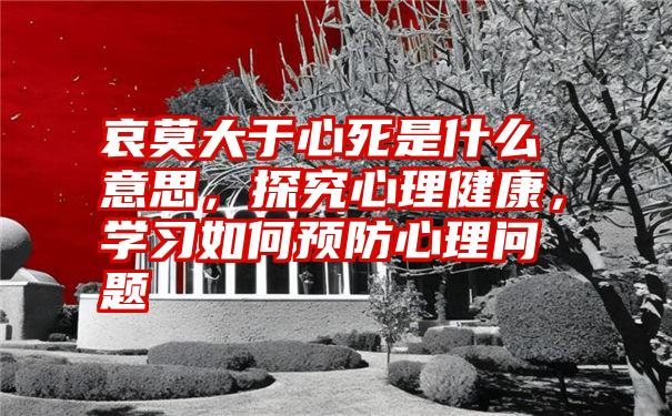 哀莫大于心死是什么意思，探究心理健康，学习如何预防心理问题