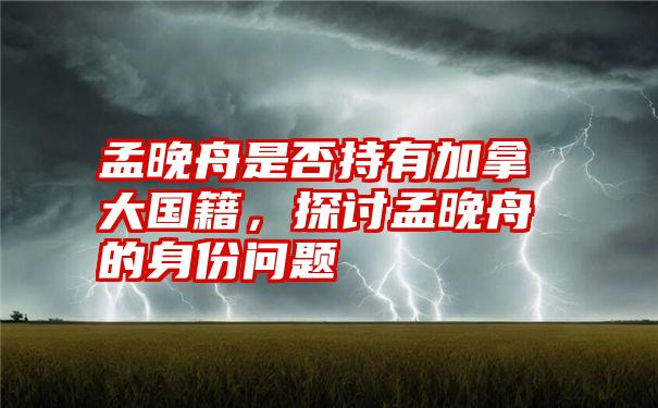 孟晚舟是否持有加拿大国籍，探讨孟晚舟的身份问题