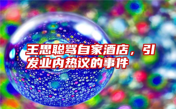 王思聪骂自家酒店,引发业内热议的事件