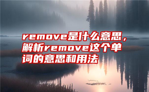 remove是什么意思，解析remove这个单词的意思和用法