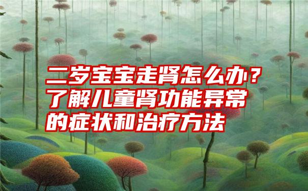 二岁宝宝走肾怎么办？了解儿童肾功能异常的症状和治疗方法