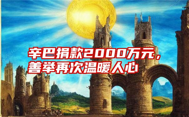 辛巴捐款2000万元，善举再次温暖人心