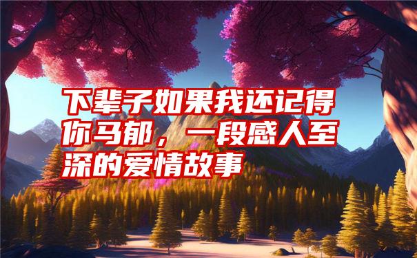 下辈子如果我还记得你马郁，一段感人至深的爱情故事