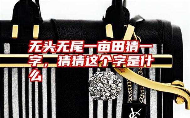 无头无尾一亩田猜一字,猜猜这个字是什么