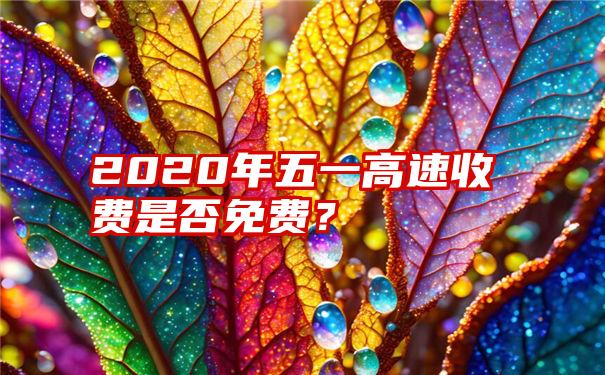 2020年五一高速收费是否免费？