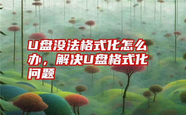 U盘没法格式化怎么办，解决U盘格式化问题