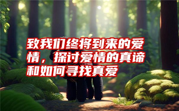 致我们终将到来的爱情，探讨爱情的真谛和如何寻找真爱