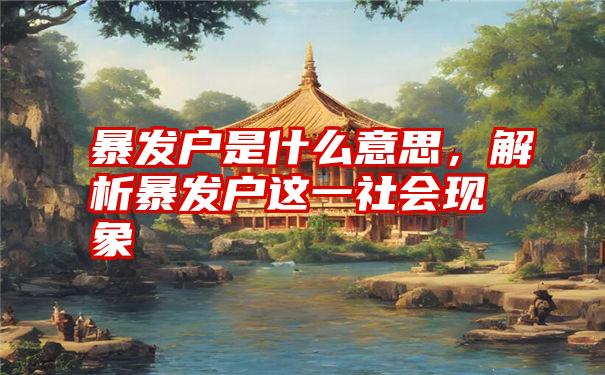 暴发户是什么意思,解析暴发户这一社会现象